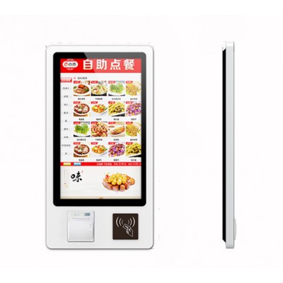 WIFI network 27" inch LCD interactive all-in-one ordering payment machine Touchscreen kiosk with POS and Printer Windows X86 OS